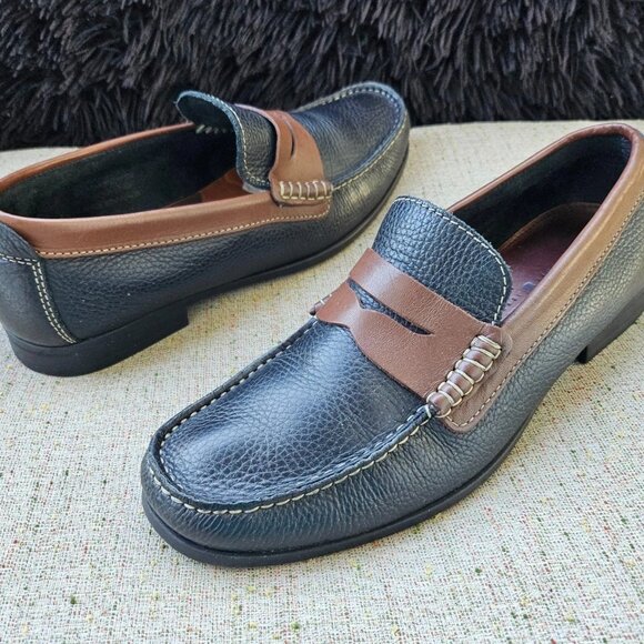 Florshiem Men Shoes Black/Brown Leather Upper Slip On Dress Shoes Size 8 - Picture 5 of 11